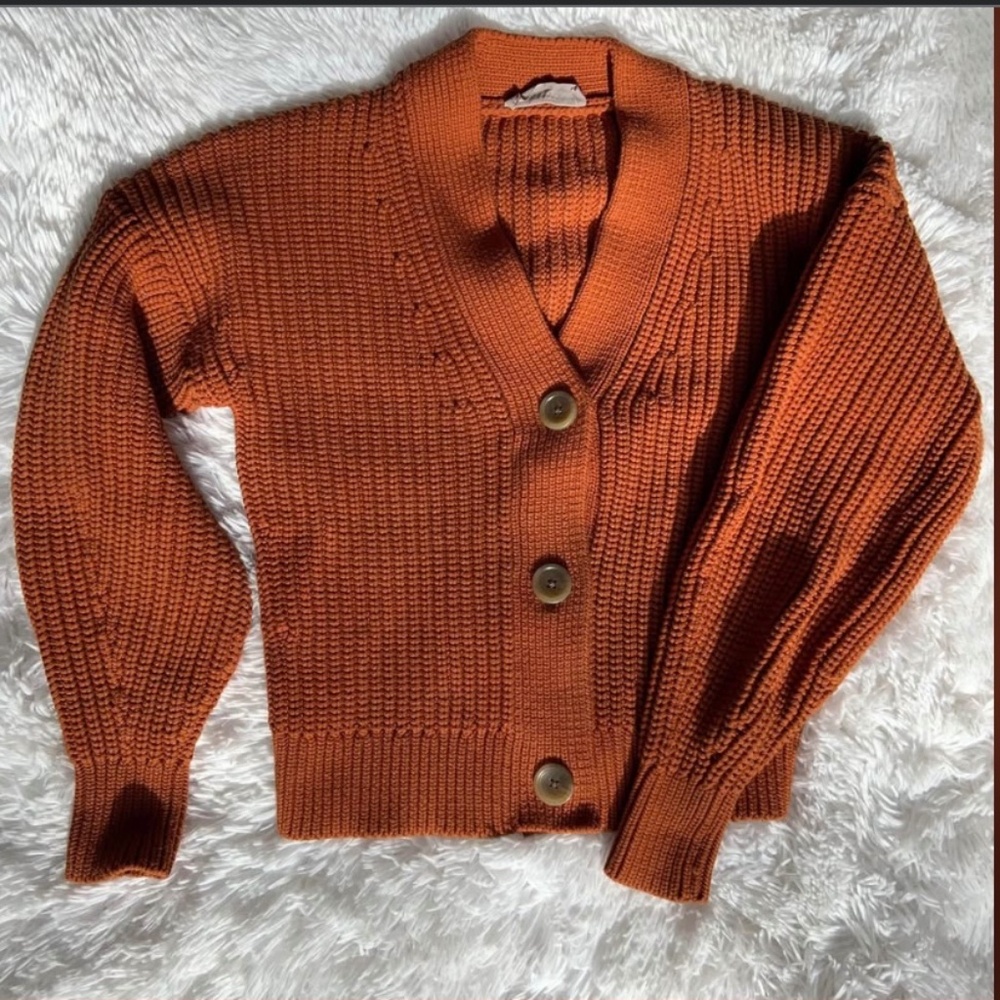 Everlane burnt orange cardigan XS